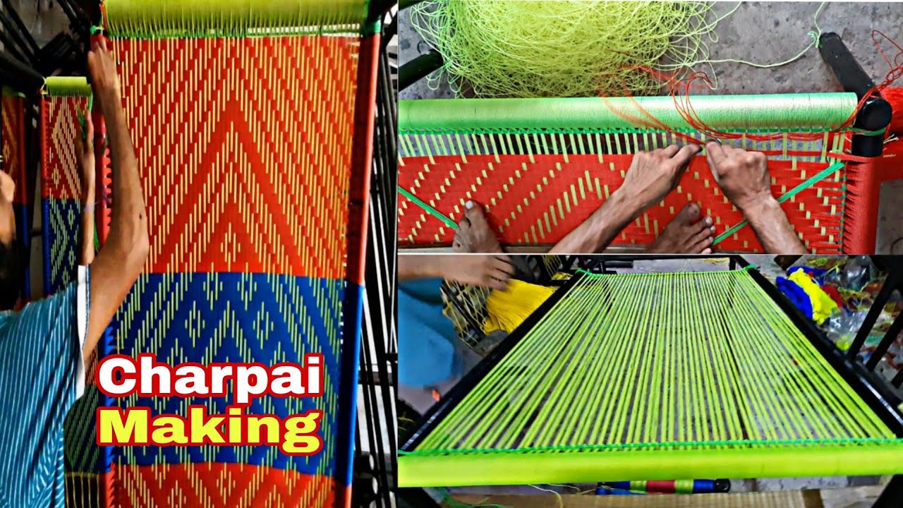 Cot Weaving Artistic Technique | Beautiful Designed Nylon Rope Cot | Charpai Ki Bunaei || TalentHub