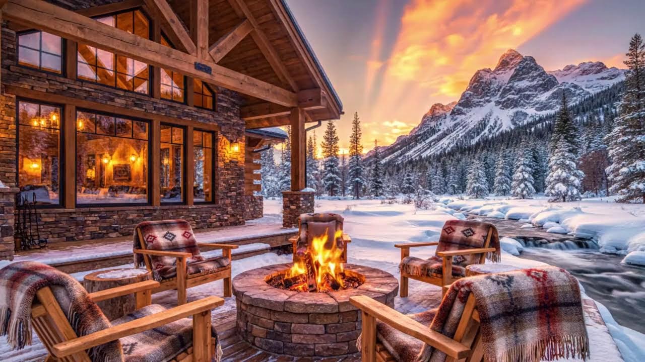 Peaceful Forest Cabin Ambience 🔥 Campfire Night with Soft River Sounds
