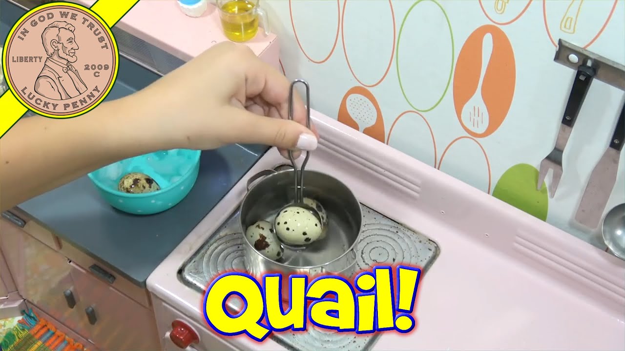 Mini Deviled Quail Eggs Made In A Vintage Miniature Kitchen Set