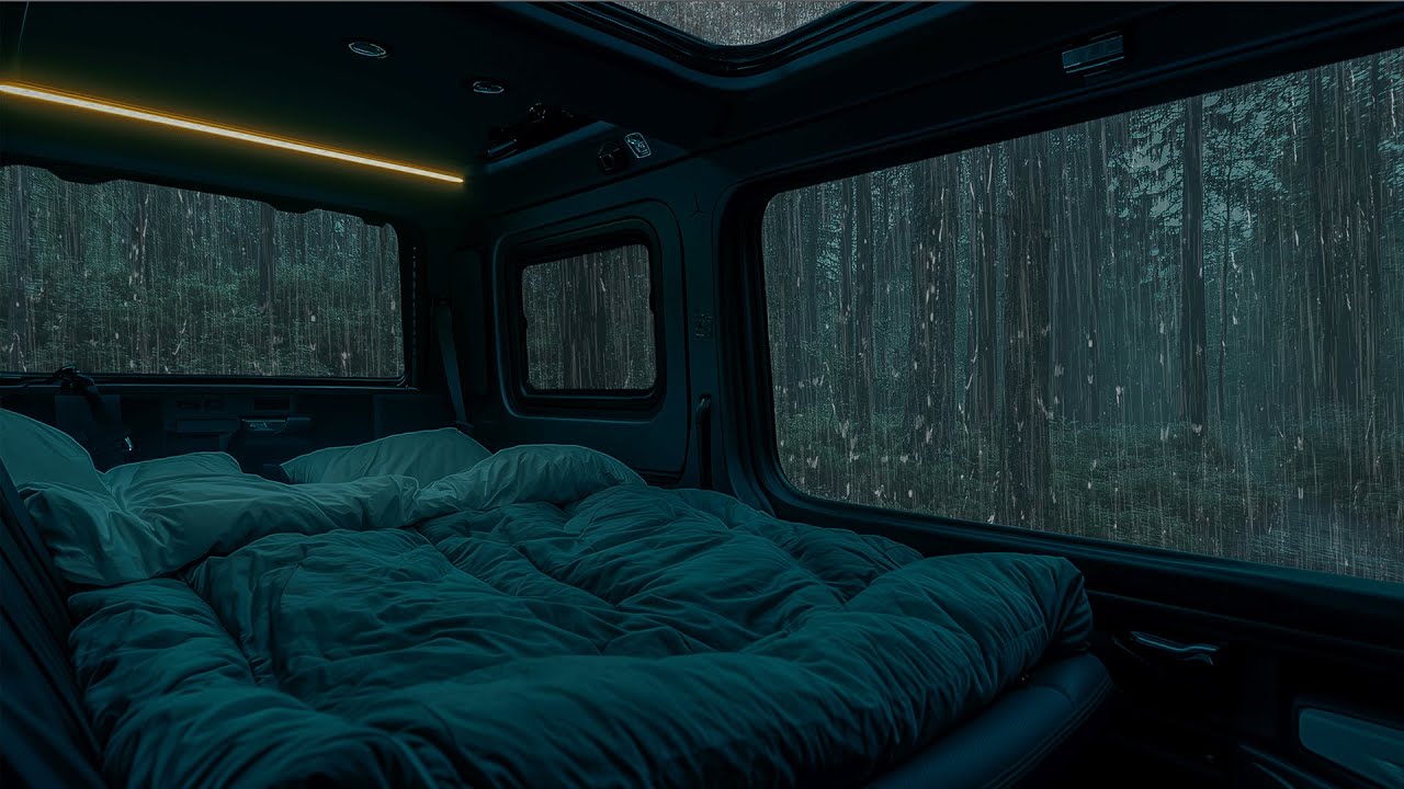 10 Hours⚡️ Say Goodbye To Insomnia With Peaceful Night ASMR While Camping Inside A Van In The Woods