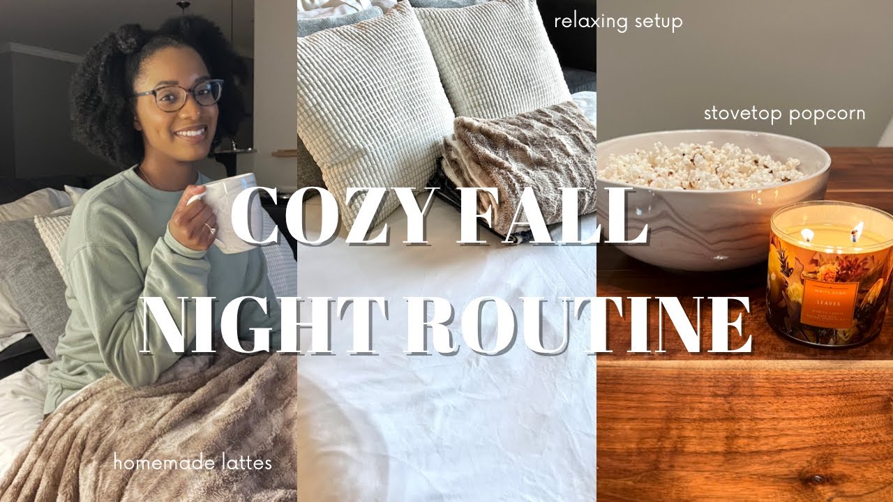 COZY FALL NIGHT ROUTINE | Homemade lattes, stovetop popcorn, relaxing setup