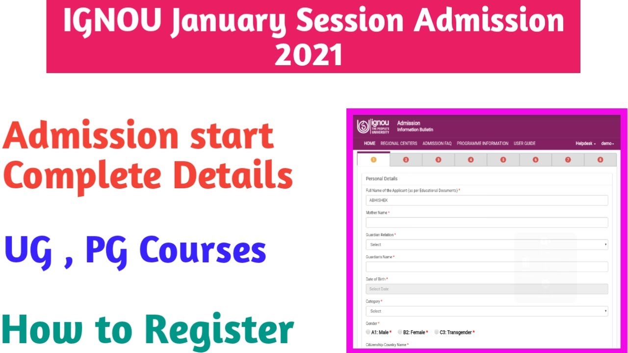 IGNOU January Session Admission 2021 Start || IGNOU Admission January 2021 || How to Register