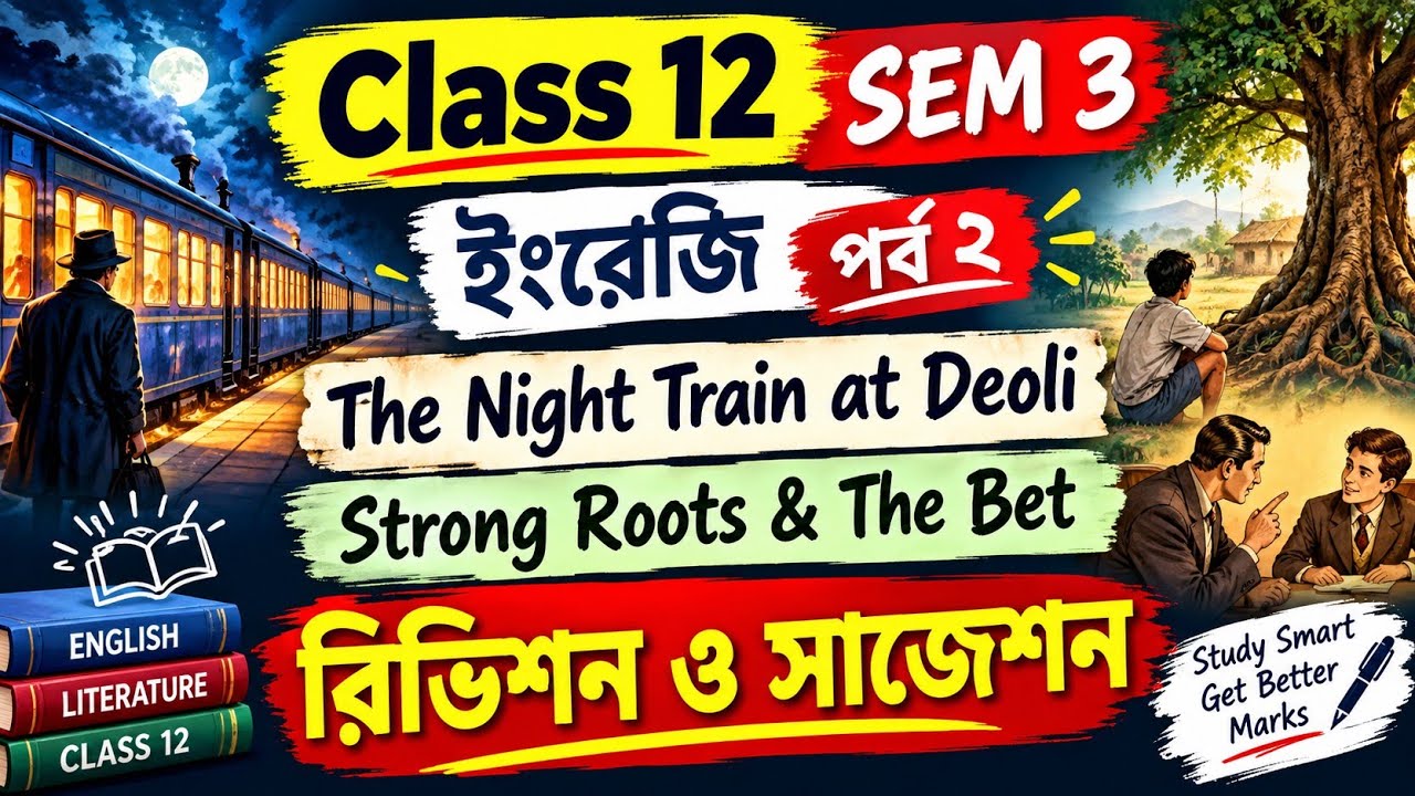 Part 2 English Suggestion SEM 3 Class 12 || The Night Train at DeoliStrong Roots & The Bet MCQ