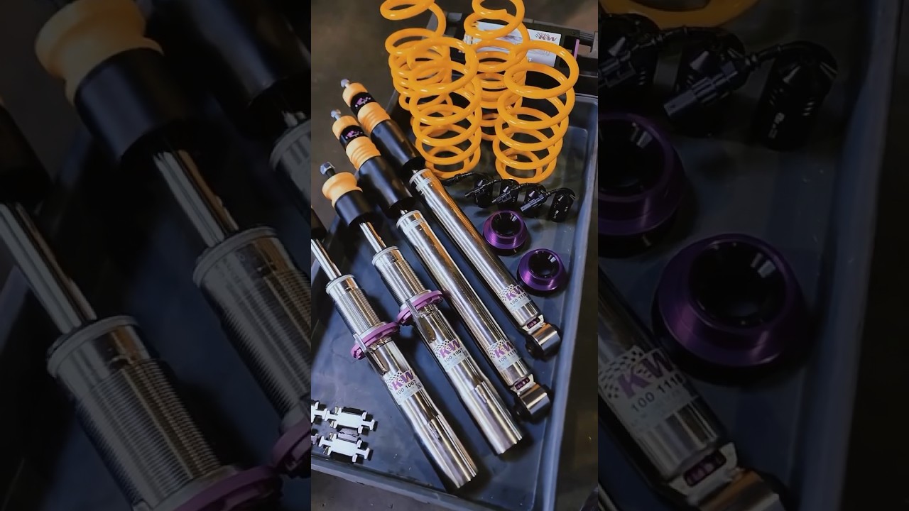 Installing KW V3 coilovers. 💛💜 #kw #kwsuspension #shorts