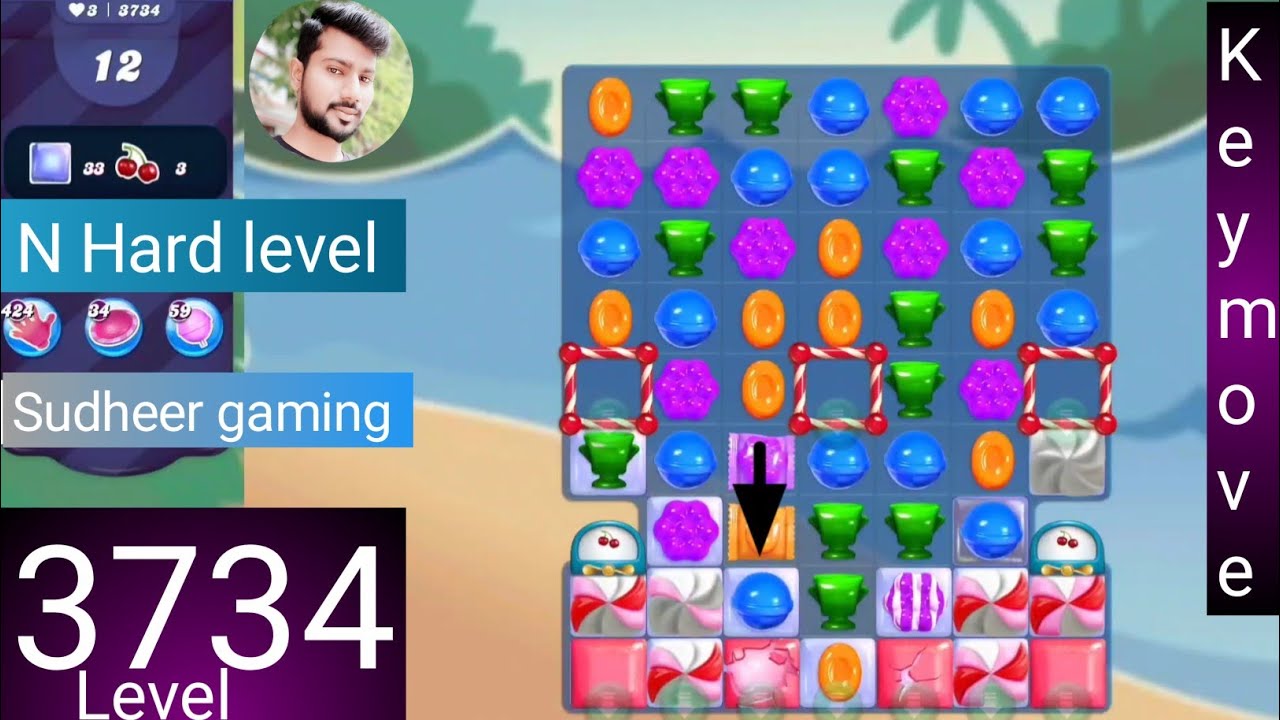 Candy crush saga level 3734 । No boosters । N Hard level । Candy crush 3734 help। Sudheer Gaming