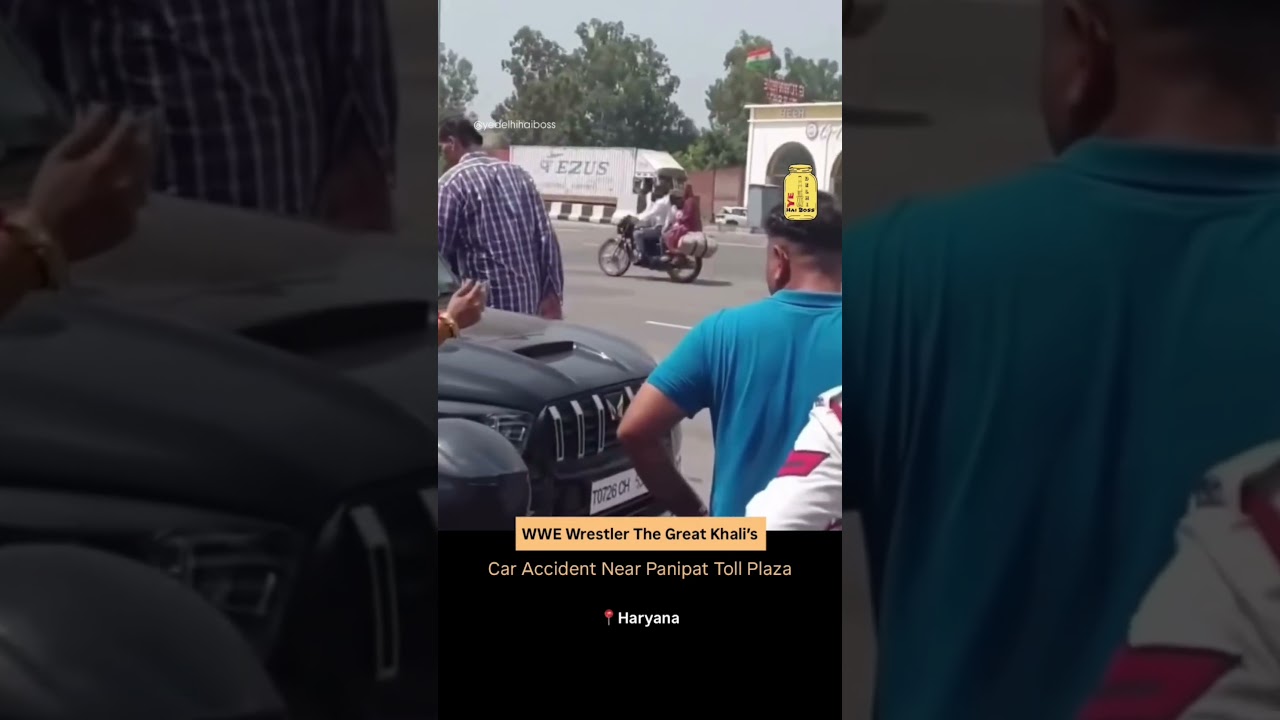 Khali&rsquo;s car accident #news #wwe #thegreatkhali #caraccident #yedelhihaiboss #khali #panipat #delhi