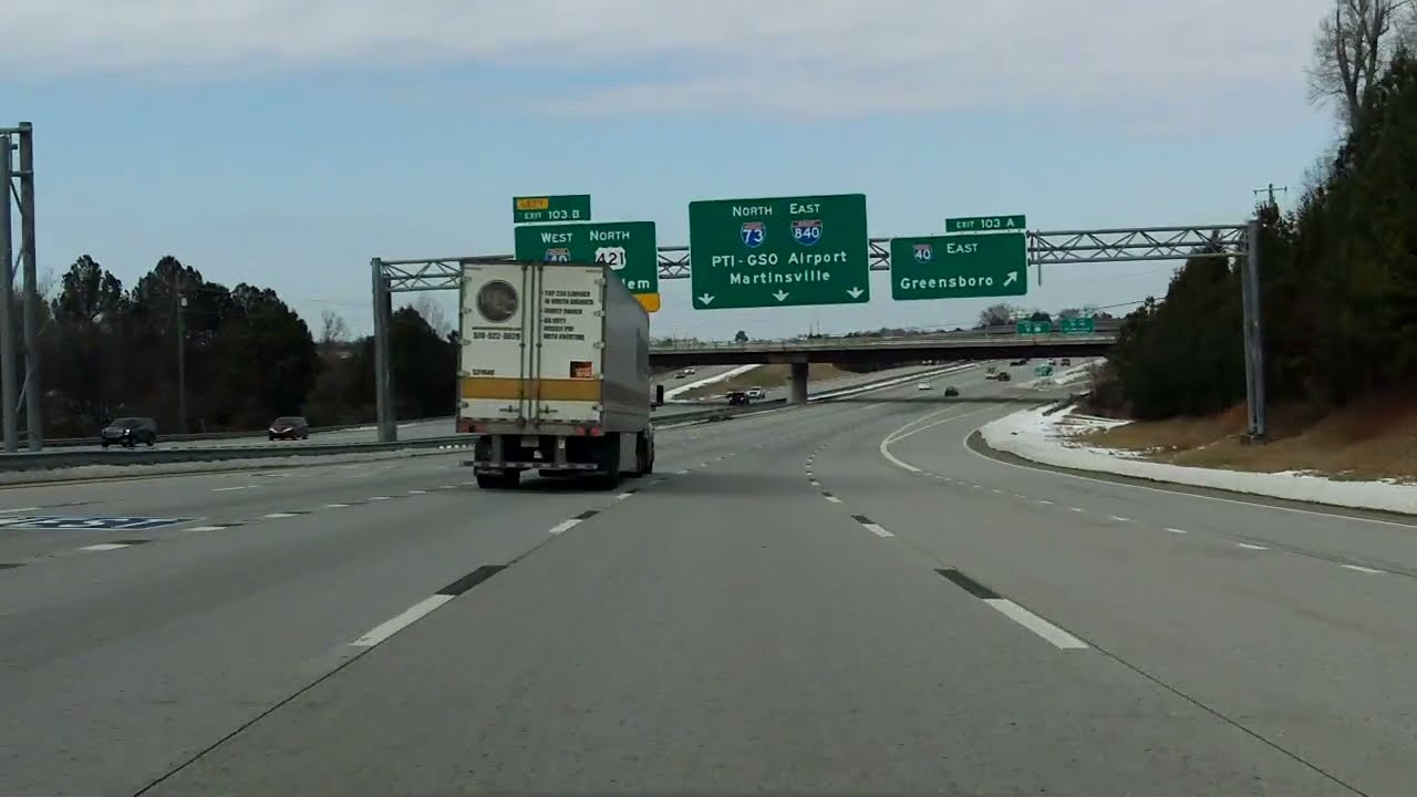 Greensboro Urban Loop (Interstate 840 Exits 1 to 10) eastbound