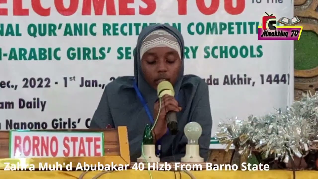 Zahra Muh'd Abubakar 40 Hizb From Barno State 12th NQRC for Non Arabic Girls' Secondary 2022 @Kano