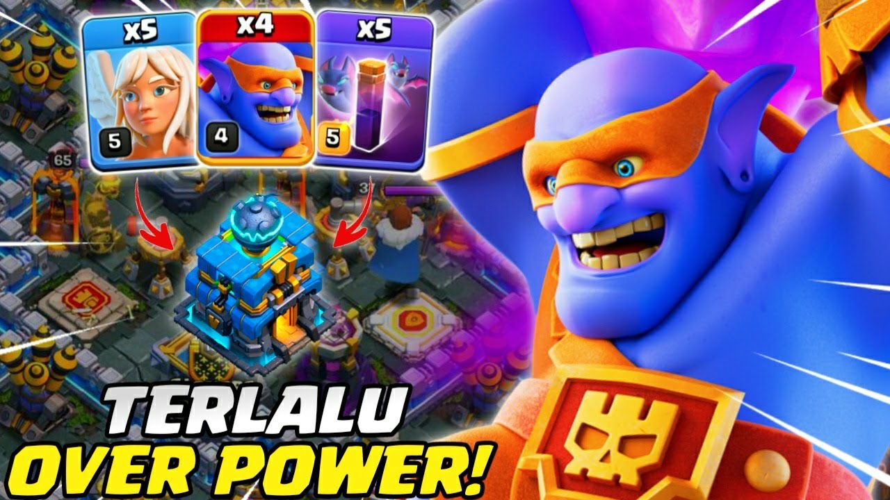 OP BANGET! QUEEN WALK + SUPER BOWLER + BAT SPELL - STRATEGI TH 12 | COC INDONESIA