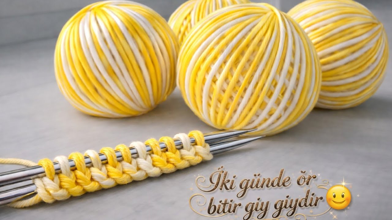 Wow! İki Şiş Kolay Örgü Yelek model Ör 2 günde Giy | Easy knitting