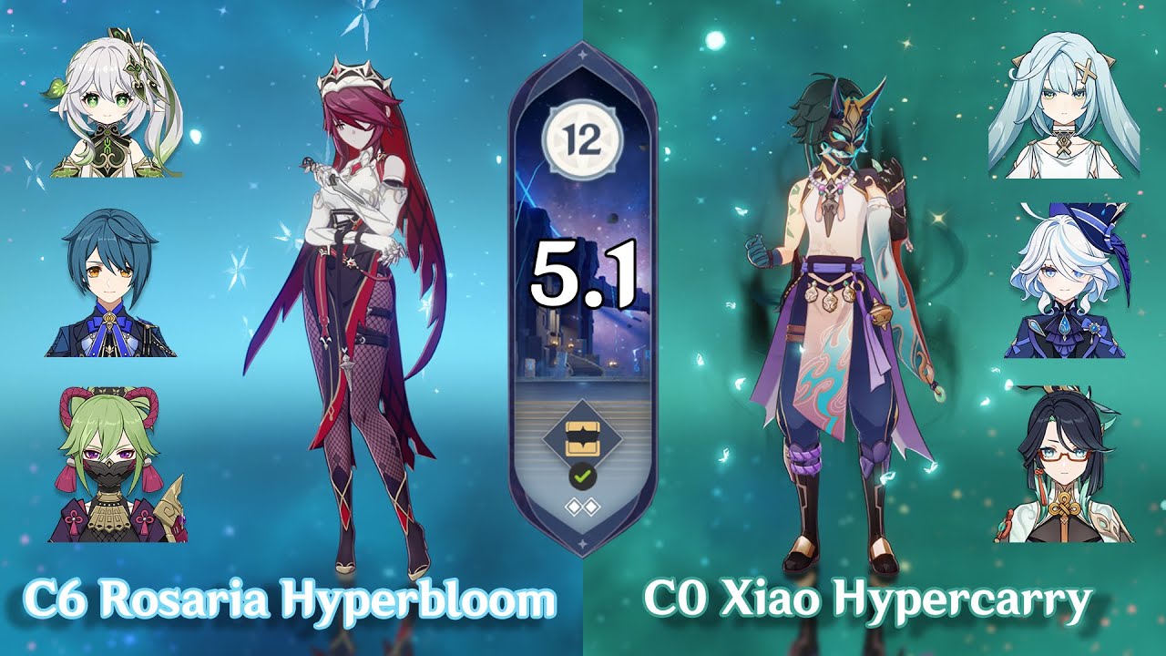 5.1 Spiral Abyss Floor 12 -  C6 Rosaria and C0 Xiao - Genshin Impact