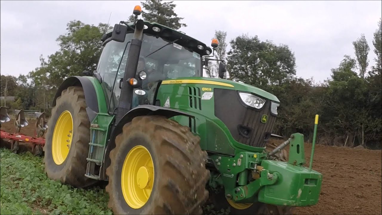 John Deere 6190R Ploughing