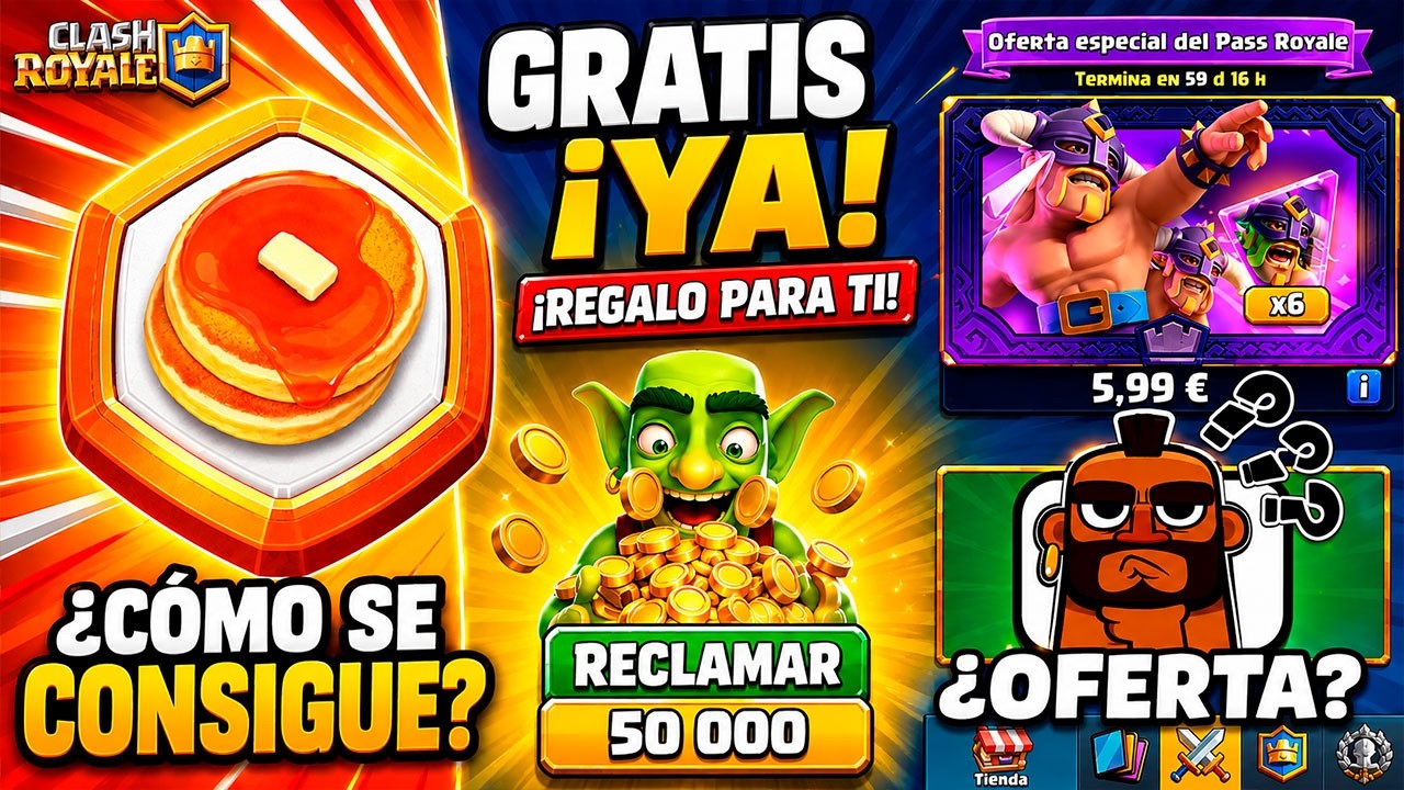 RECLAMA 50K DE ORO GRATIS YA 🥳 C&Oacute;MO se CONSIGUE la INSIGNIA PANCAKE ✅ Noticias Clash Royale