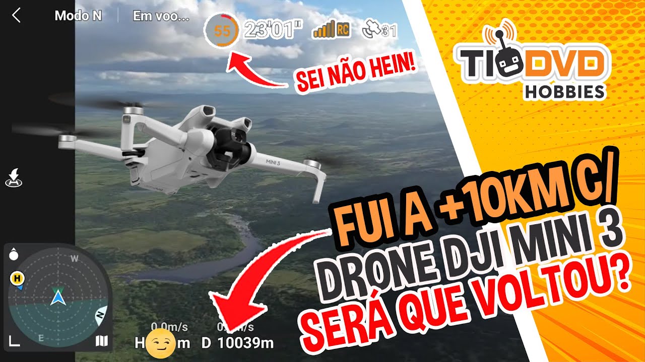 LONG RANGE DE 10km COM DRONE DJI MINI 3! SERÁ QUE VOLTOU? NÃO É O PRO É O MAIS BARATO.
