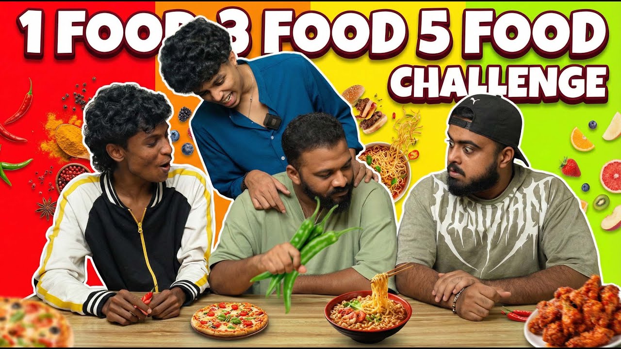 1 FOOD 3 FOOD 5 FOOD CHALLENGE 😯😂
