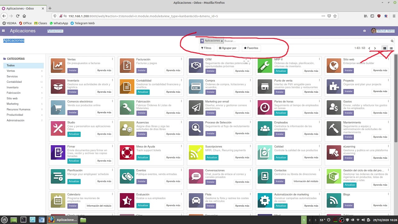 Instalación de módulos en Odoo 14