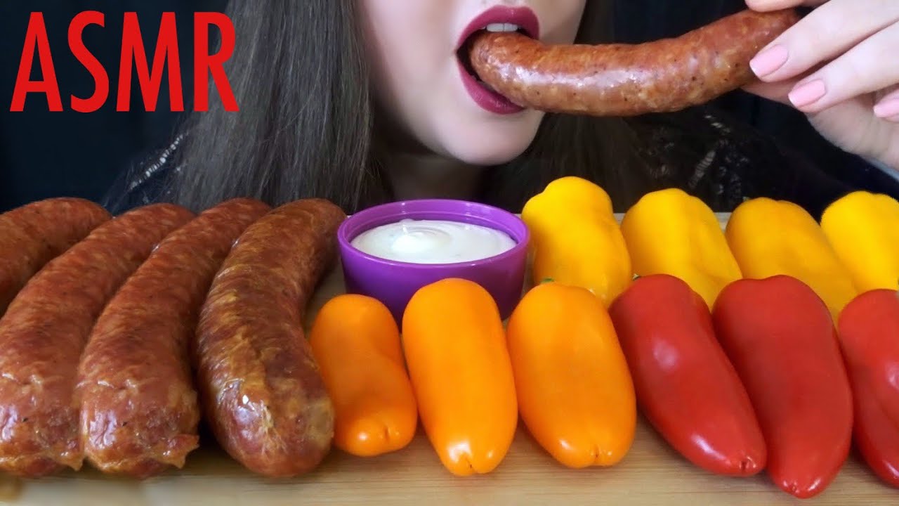 ASMR Italian Sausage & Peppers with Ranch - CRUNCHY & Juicy Eating Sounds