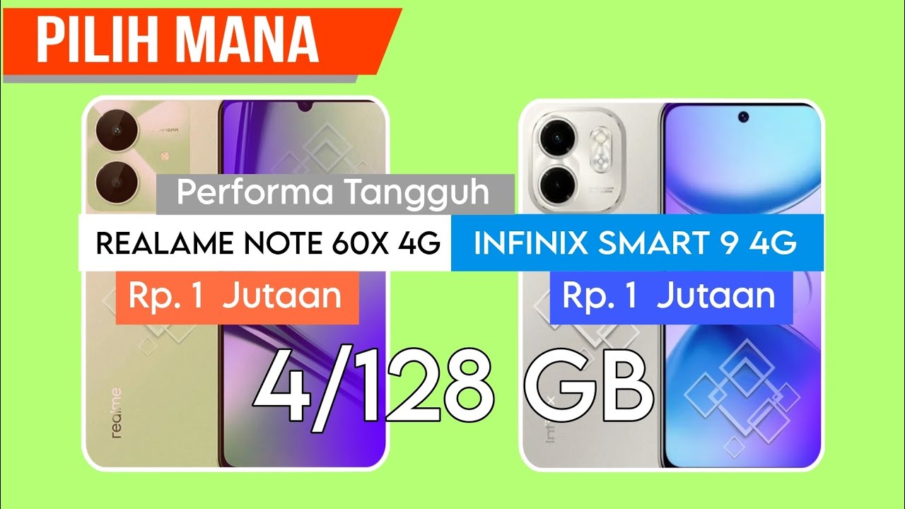 REALME NOTE 60x 4G VS INFINIX SMART 9 4G~Performa Tangguh || 4/128 GB || 5000 mAh ||