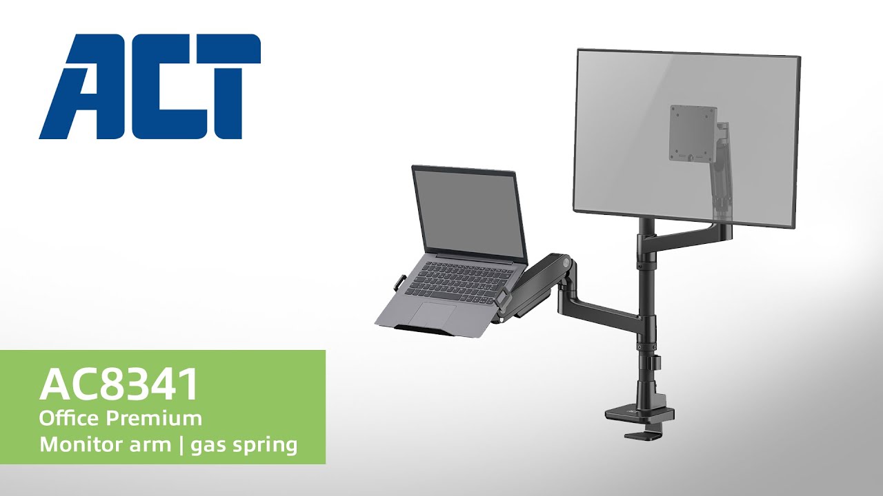 How to install: ACT AC8341 Single monitor arm and laptop arm with gas spring