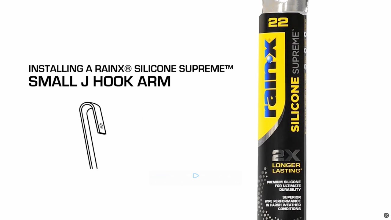 Монтаж щетки стеклоочистителя Rain X Silicone Supreme с малым J-образным крючком