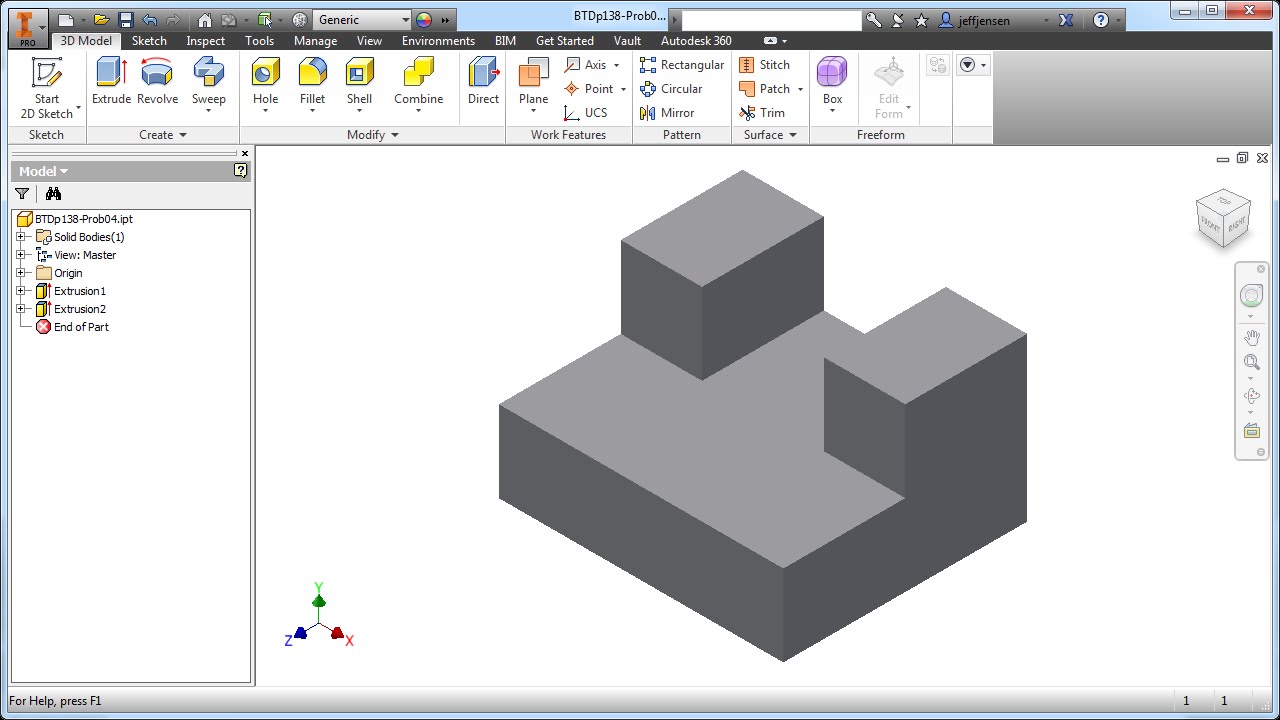 Inventor Tutorial with Isometric Sketches - Beginner part 4 of 12