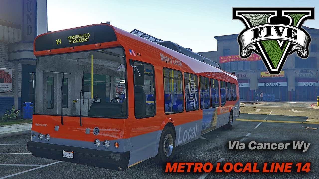GTA V - Bus Passenger Mode | Metro Local, Line 14, Morningwood - Strawberry via Cancer Wy