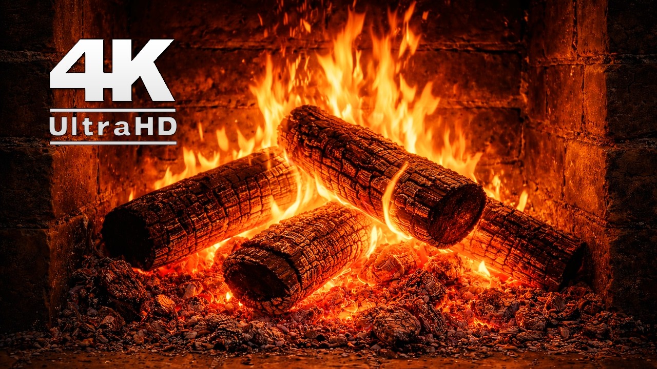 4K Fireplace (Part 1) 🔥 12 Hours of Relaxing Fire Sounds | Cozy Log Fire Ambience for Sleep & Study