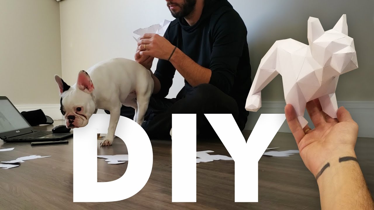 DIY - Bulldog 3d de papel para decoração + Download Grátis