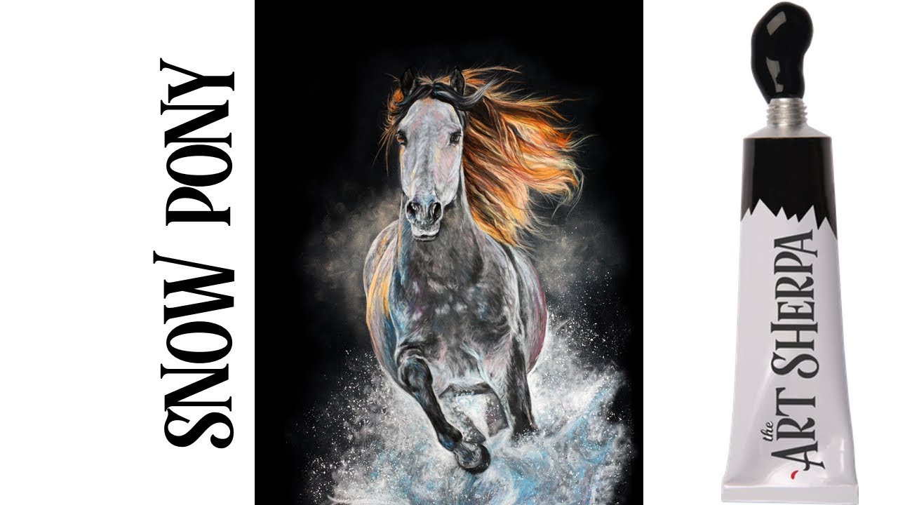 Easy Painting in acrylic Horse Running in the snow Live Streaming | TheArtSherpa