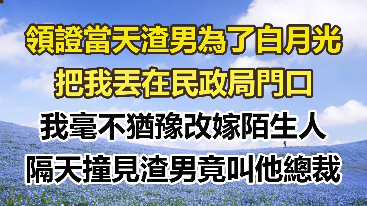 領證當天渣男為了白月光，把我丟在民政局門口，我毫不猶豫改嫁陌生人，隔天撞見渣男竟叫他總裁#幸福敲門 #為人處世 #生活經驗 #情感故事