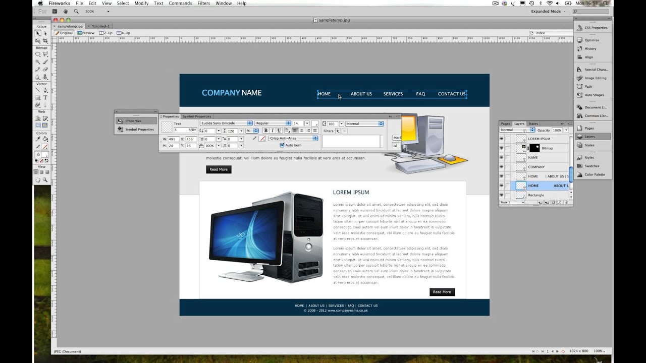 How To Design a Website in Adobe Fireworks CS6  - Infinitevizionz