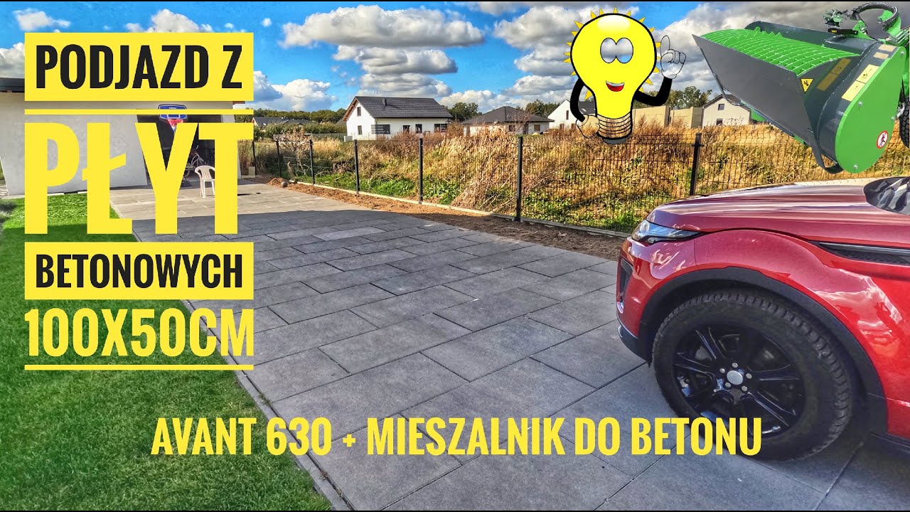 Wjazd z płyt betonowych 50x100cm | Podjazd pod auta osobowe | Mieszalnik do betonu #brukarz #paving