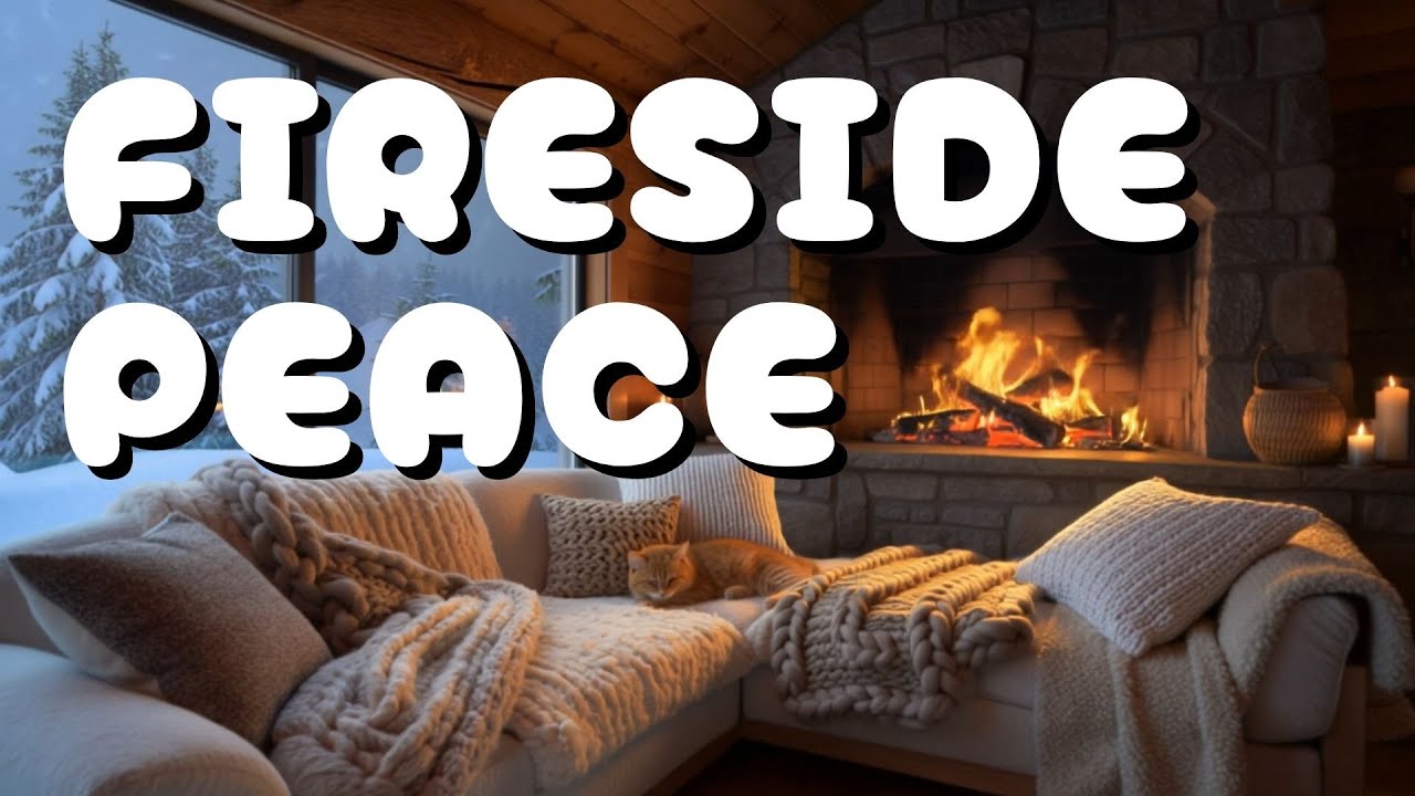 Sleeping Cat by the Fireplace 🐾 | 2 Hours Cozy Winter Ambience