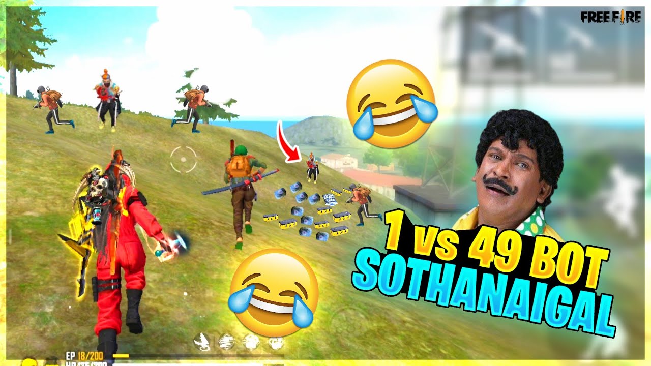 1 VS 49 BOT SOTHANAIGAL | 25 KILLS | FREE FIRE FUNNY MATCH TAMIL | GAMING PUYAL