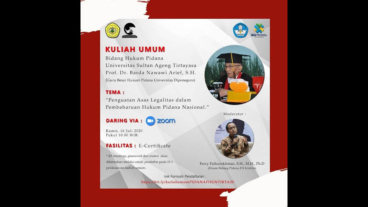 Kuliah Umum Online Series #1: Prof. Dr., Barda Nawawi Arief, S.H.