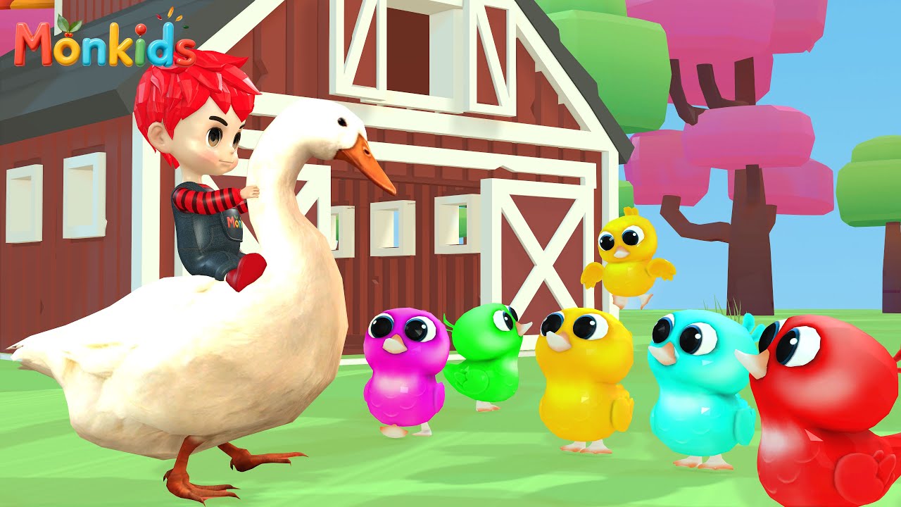 Five Little Ducks Song | Colorful Ducks | MonKids Nursery Rhymes & Kids Songs