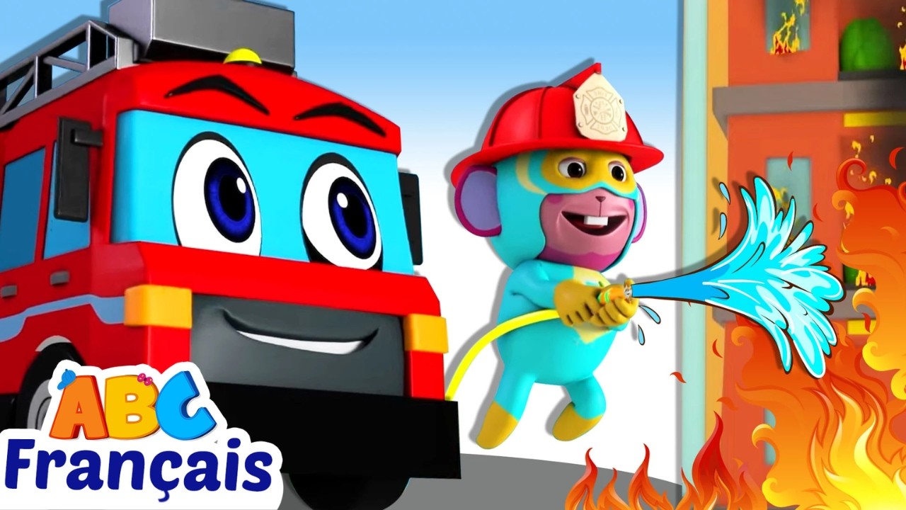 Chanson des pompiers | L'équipe de sauvetage du camion de pompiers avec un super-héros 🚒