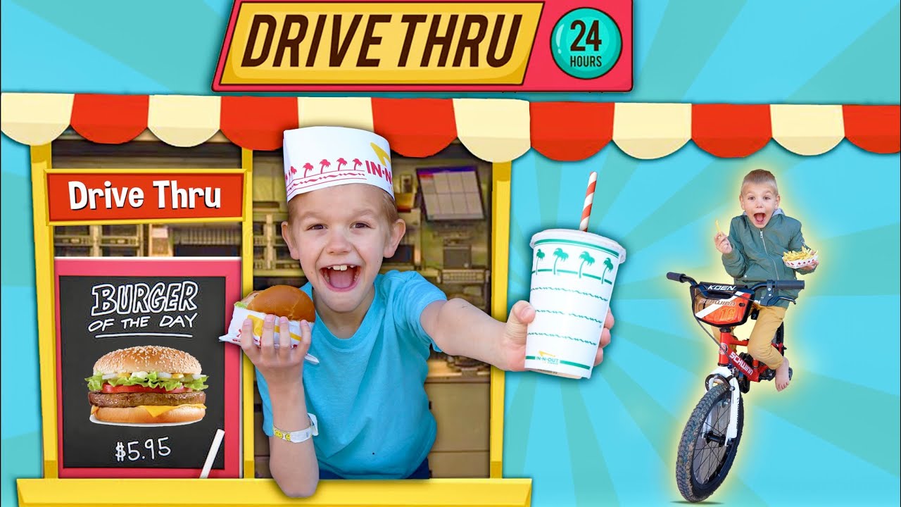 Ordering Real Food At The Pretend Drive Thru!