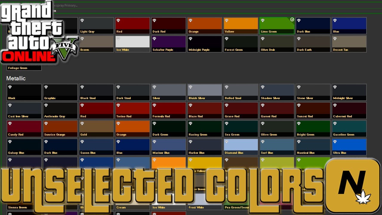 Grand Theft Auto V Online: Save Editor Unselected Colors & Why