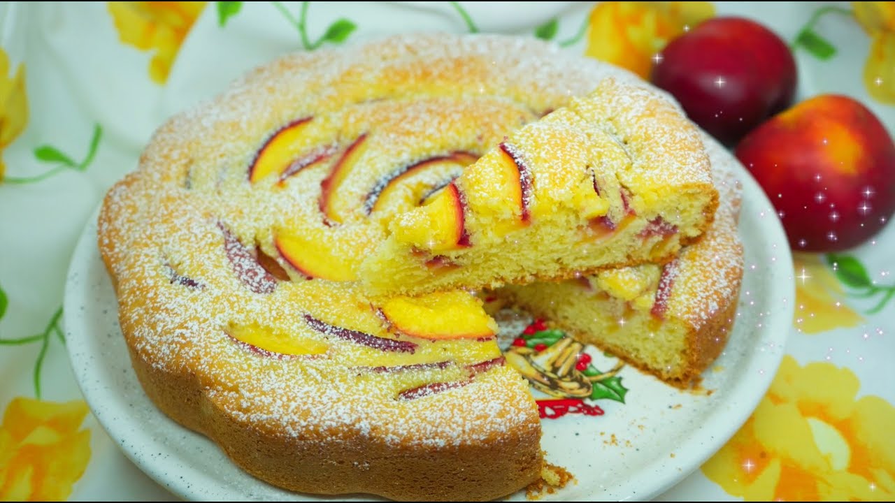 Torta alle Pesche 🍑🍰 Ricetta Light [Senza Burro]