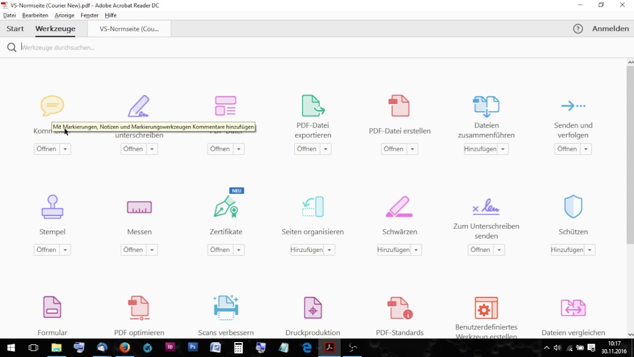 Notizen und Markierungen im Acrobat Reader
