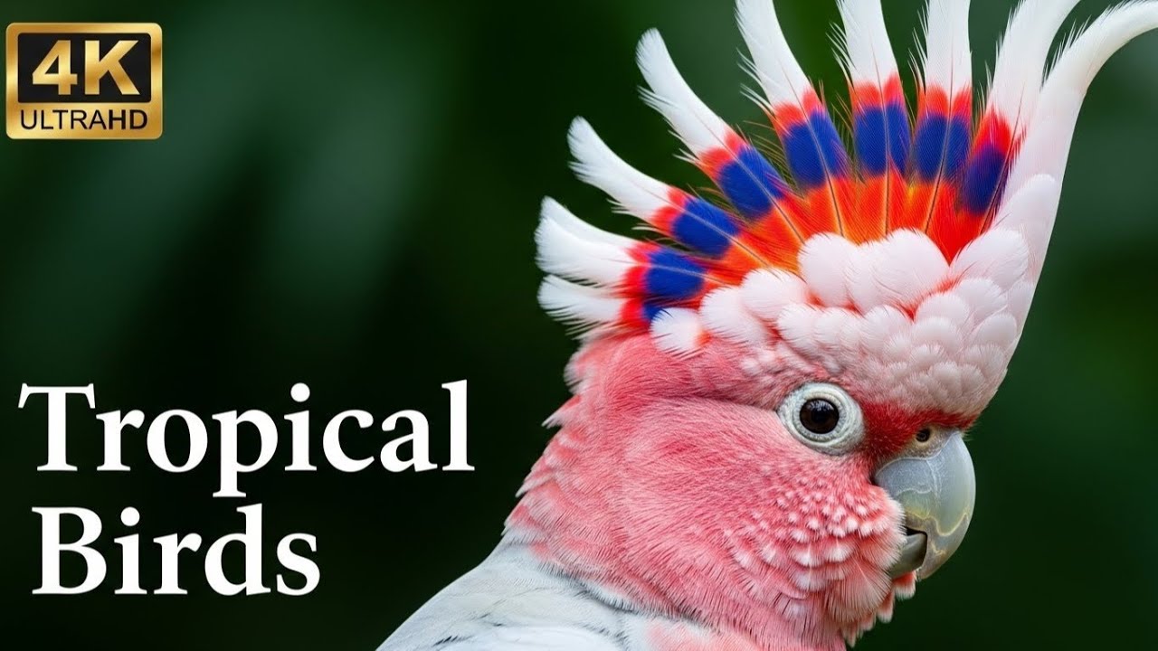 Beautiful Tropical Birds with Natural Sounds in 4K - Scenic Relaxation Film