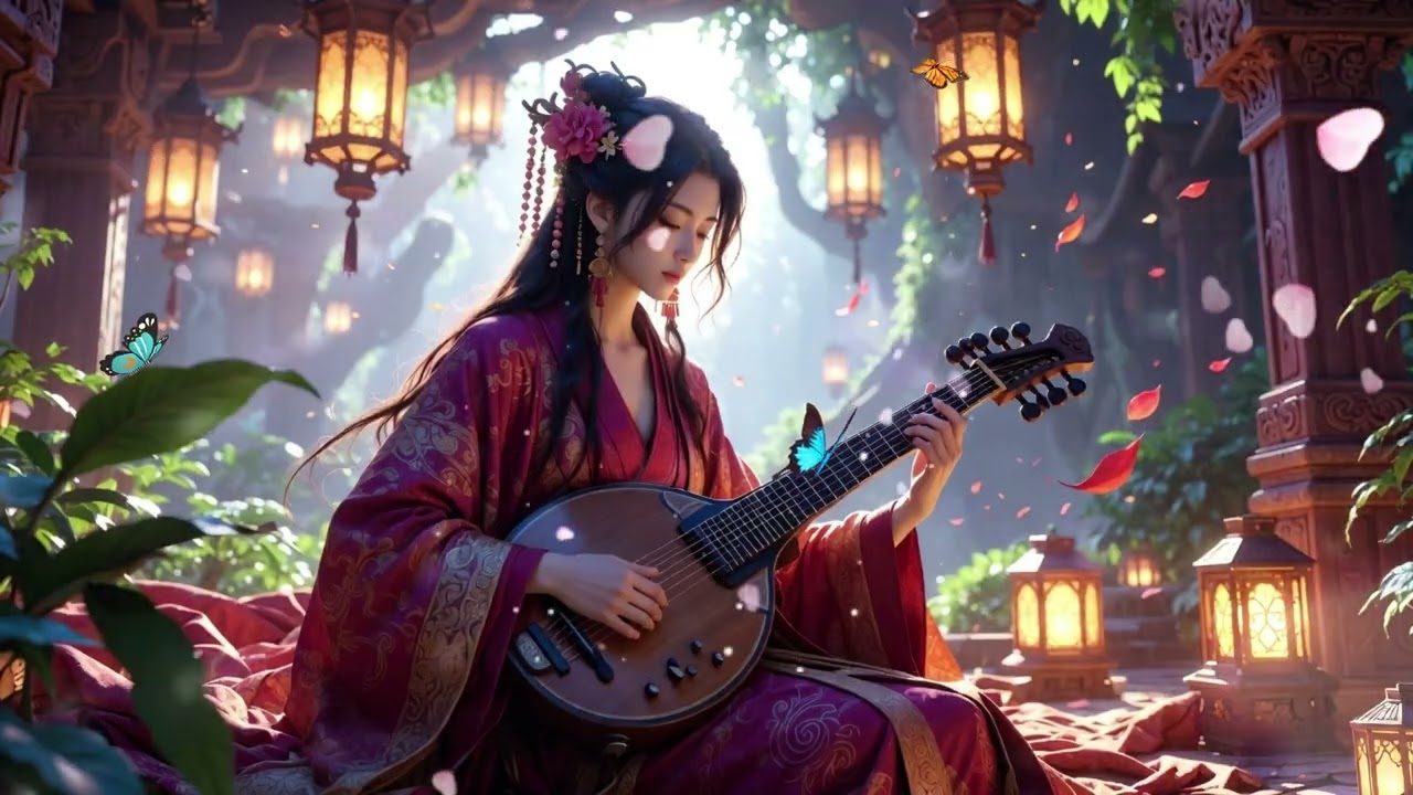 Deep Relaxation Music 🌙 Mystic Woman Playing Magical Instrument | Healing Sleep Music🌸🌺🌿