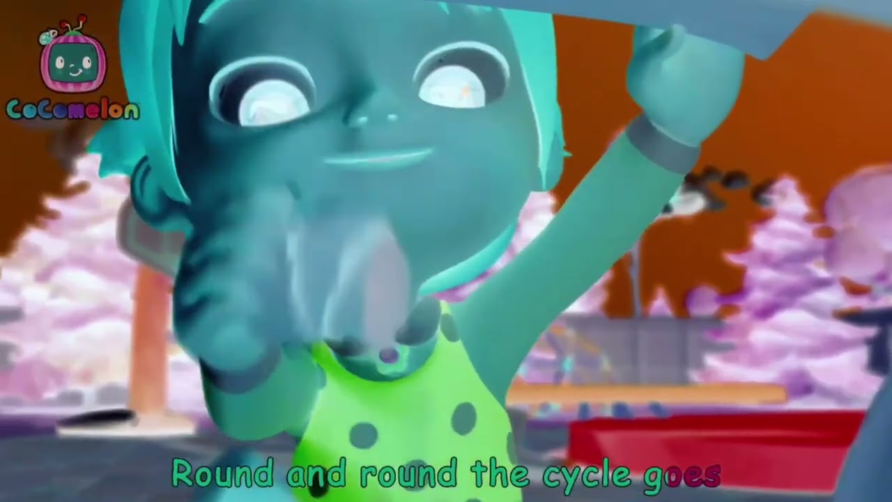 Cocomelon says round and round the cycle goes / voice pitch effects