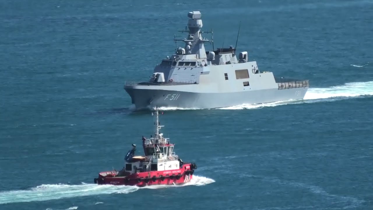 Turkish Navy Ada class corvette TCG HEYBELIADA F511 transits Istanbul strait towards Black Sea