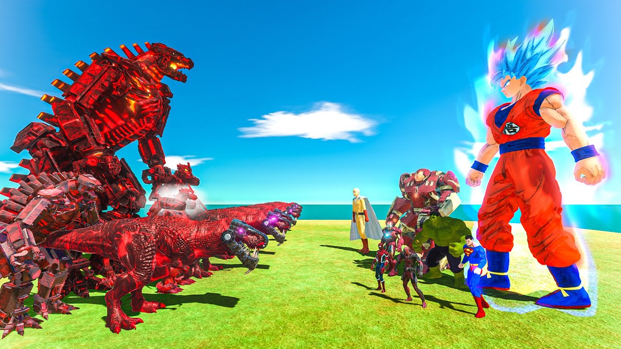 Mechagodzilla Evolution vs Goku and Friends – Animal Revolt Battle Simulator