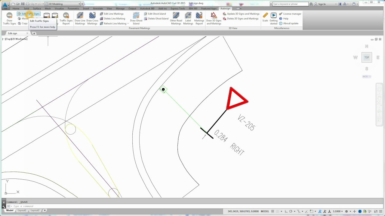 Adding and editing traffic signs using Autosign (add, edit, move, ...)