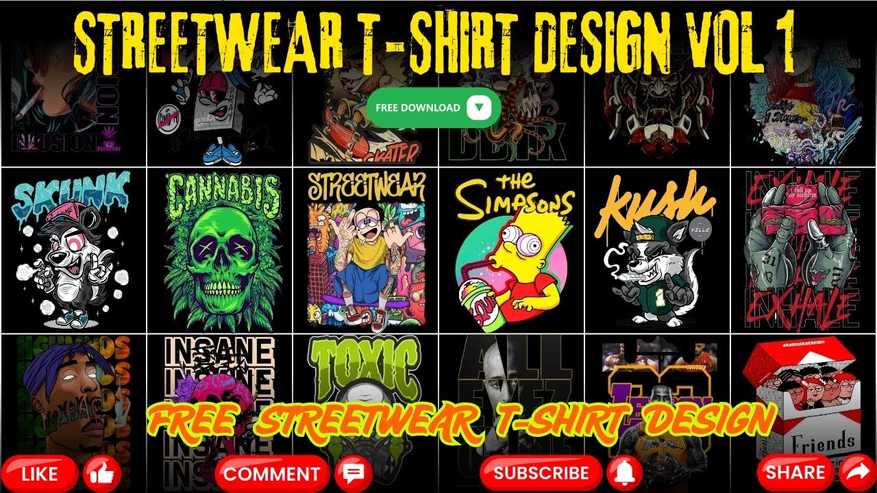 Free Streetwear T-Shirt Designs Vol 1 | StyleTechy | Urban Graphic Tees for Print-On-Demand & Merch