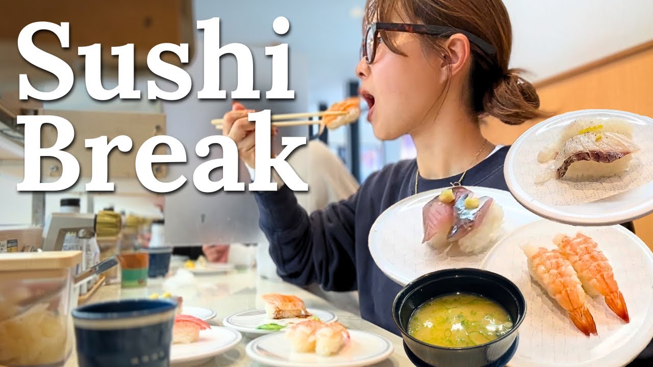 Solo Lunch in Japan 🇯🇵 | Sushi Break at Hamazushi during work👩‍💻🍣