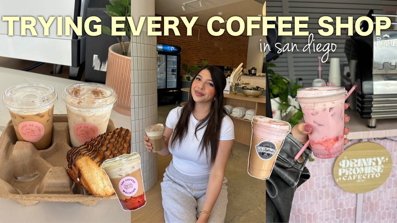 TRYING EVERY COFFEE SHOP IN SAN DIEGO 🎀✨🍓the best coffee shops + drinks, aesthetic, week of cafes!